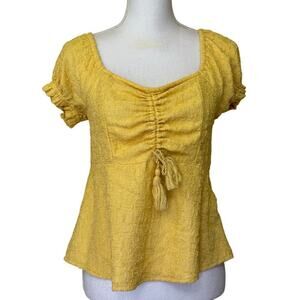 Earthbound Trading yellow top, medium, bohemian, festival, hippie, peasant